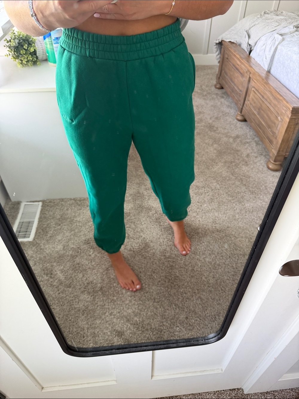 Women’s Emerald Green Comfrt brand Elastic-Waist Jogger Pants